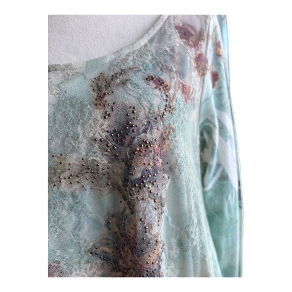 CAL STYLE Abstract Floral Tunic Top M - Boho Artsy Feminine (2462-15) - Picture 2 of 6
